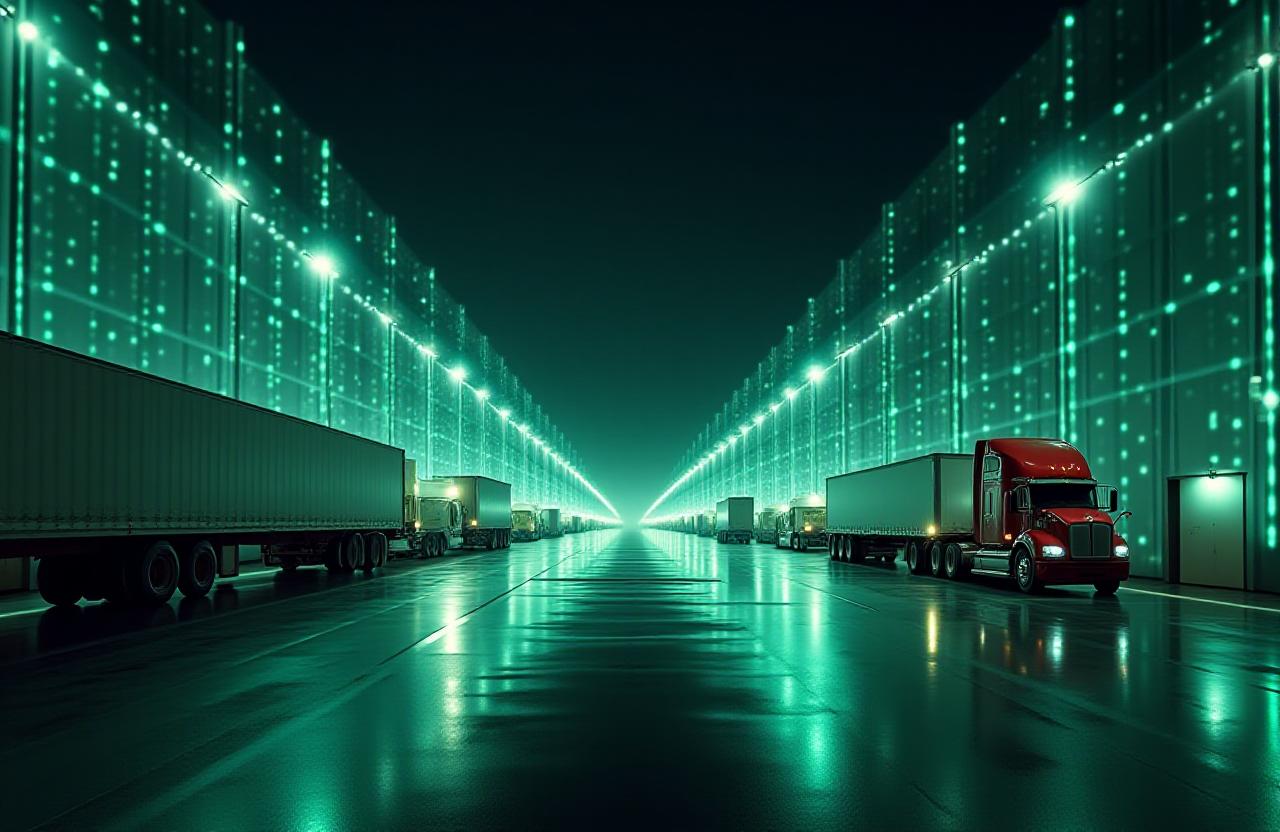 Secure data visualization overlooking a logistics hub