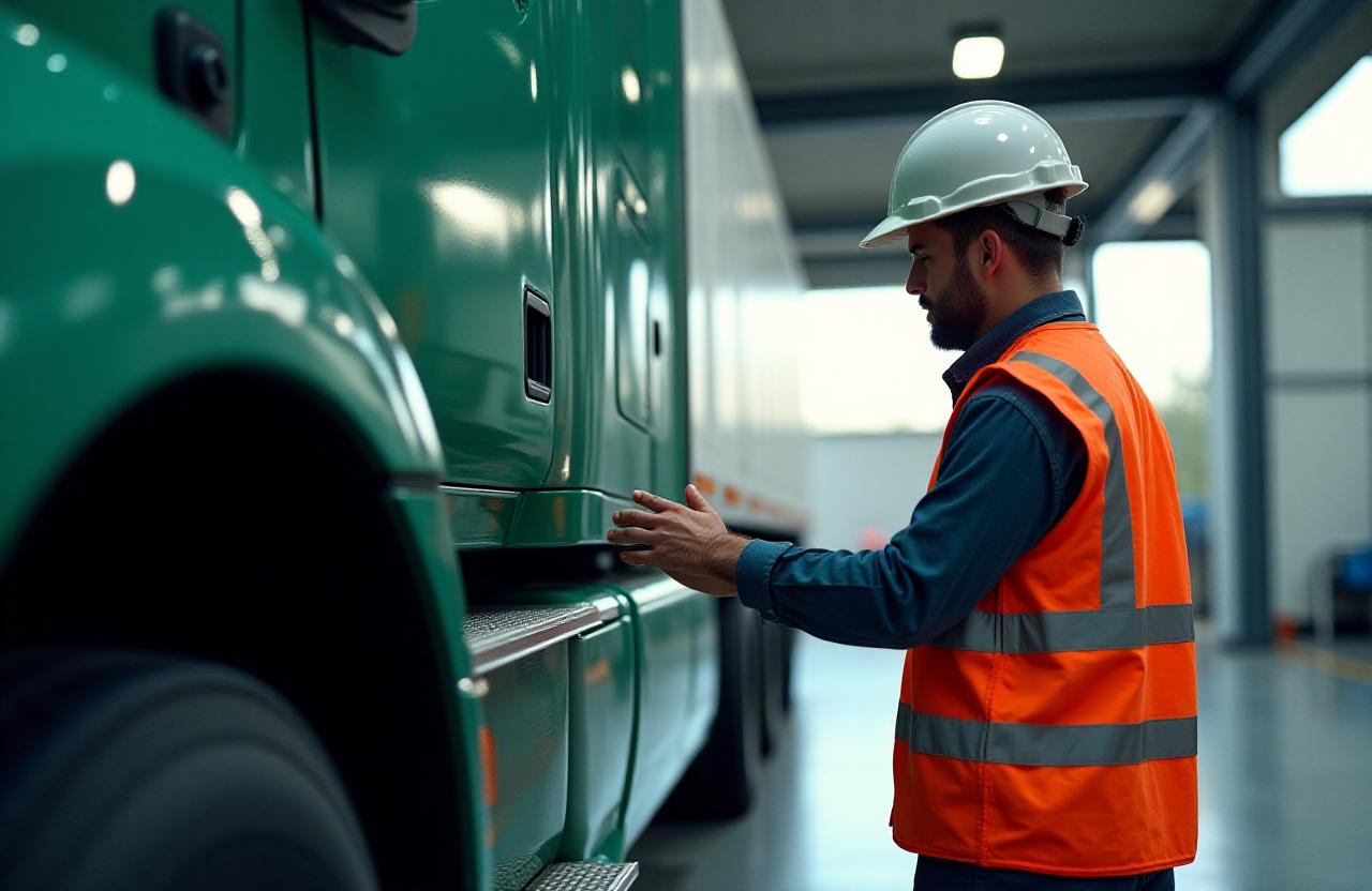 KENNEDY'S STORAGE & DELIVERY LLC safety inspector checking a modern truck